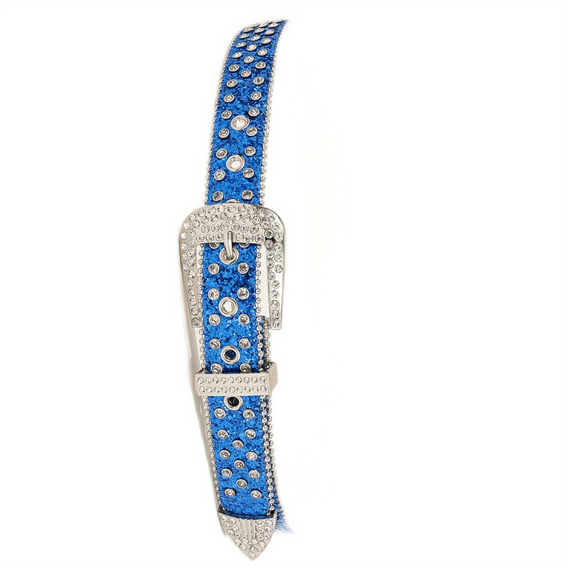 Rhinestone Sequins Sparkling Belt Hip Hop Rivet PU Leather Belt