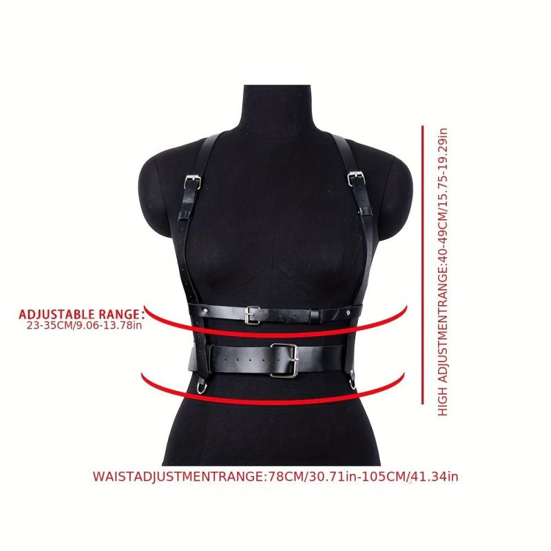Wide PU Leather Corset Belt Body Harness For Women