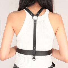 Wide PU Leather Corset Belt Body Harness For Women