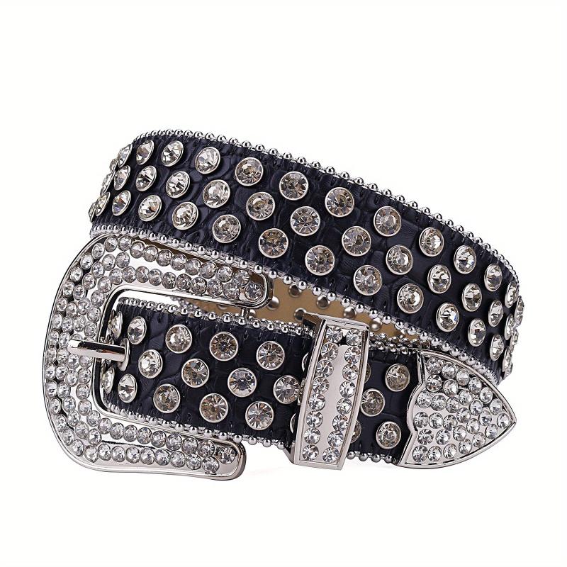 Sparkling Rhinestone Western Cowgirl Studded PU Leather Belt