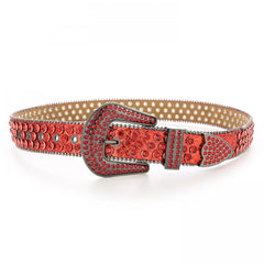 Y2K Rhinestone Glitter Belt Hip Hop Sparkly PU Leather Belt