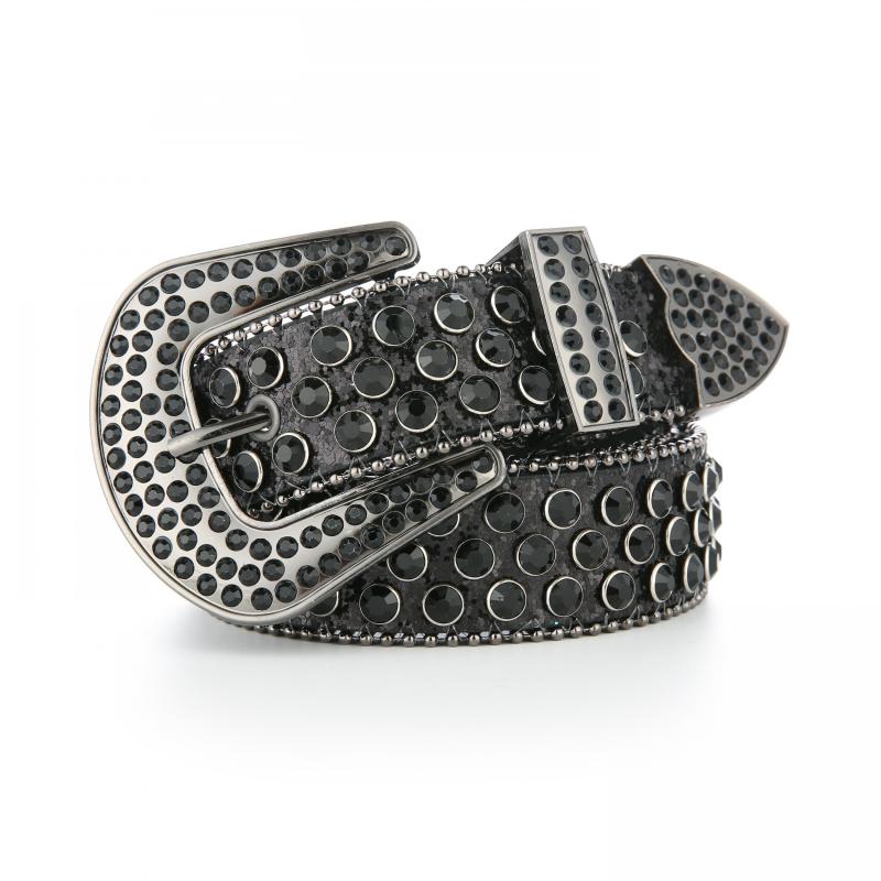 Y2K Rhinestone Glitter Belt Hip Hop Sparkly PU Leather Belt