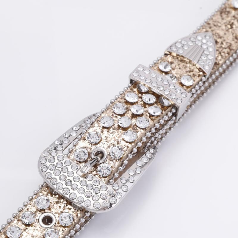 Punk Skull Rhinestone Belt Glitter Sequins Rivet PU Jeans Belt