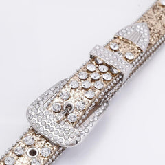 Punk Skull Rhinestone Belt Glitter Sequins Rivet PU Jeans Belt