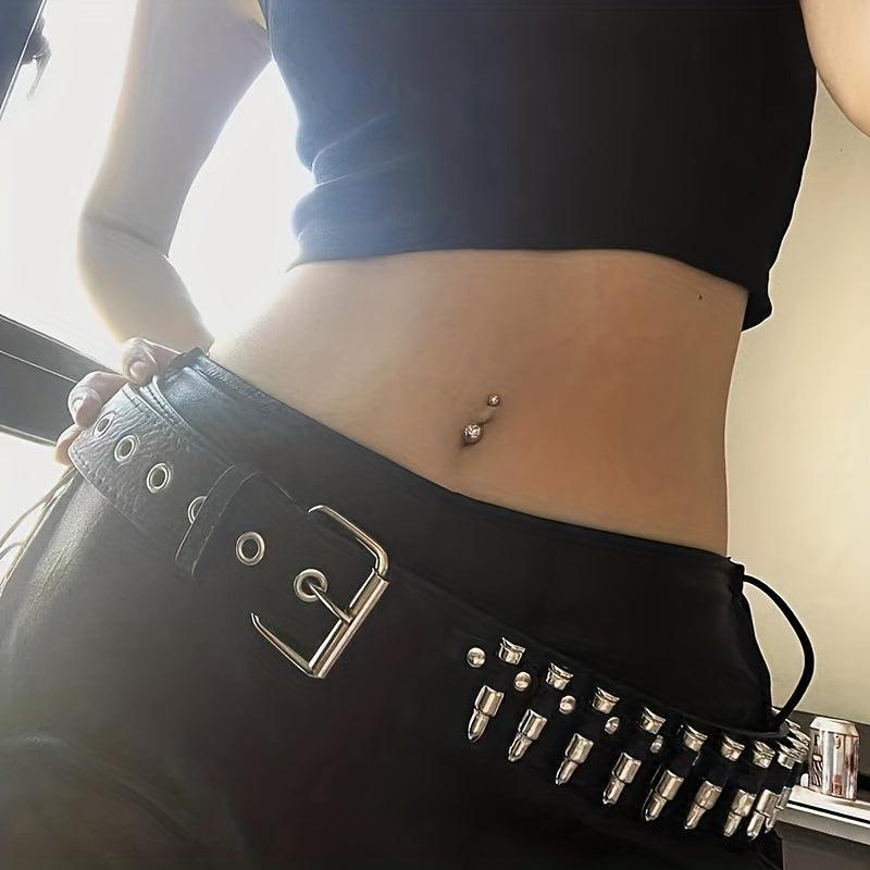 Bullet Rivet Punk Belt Y2K PU Leather Belt Unisex