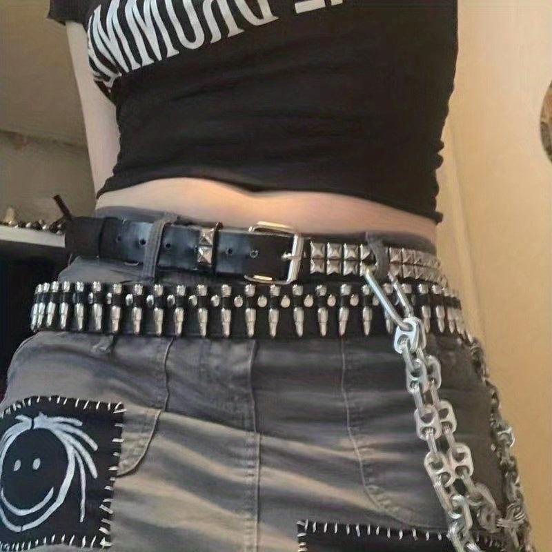 Bullet Rivet Punk Belt Y2K PU Leather Belt Unisex