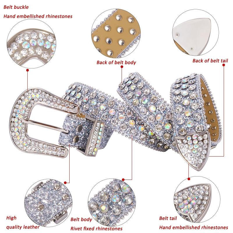 Western Rhinestone Belts Bling Crystal Studded Cowgirl Cowboy Strap