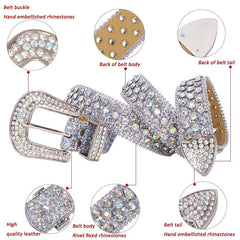 Western Rhinestone Belts Bling Crystal Studded Cowgirl Cowboy Strap