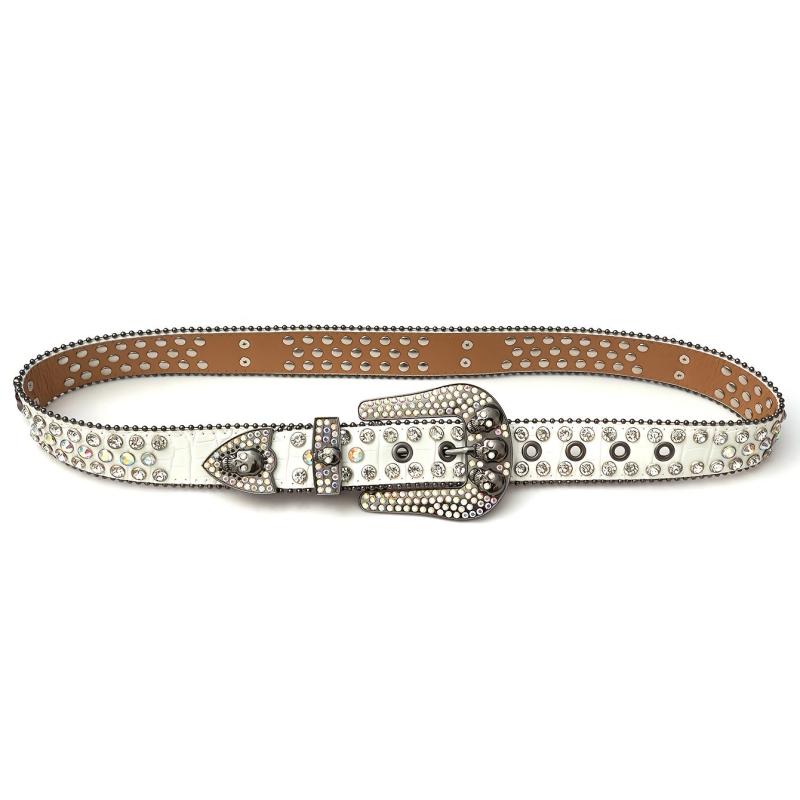 Rhinestone Skull PU Belt Western Cowboy Cowgirl Stylish Punk Belt