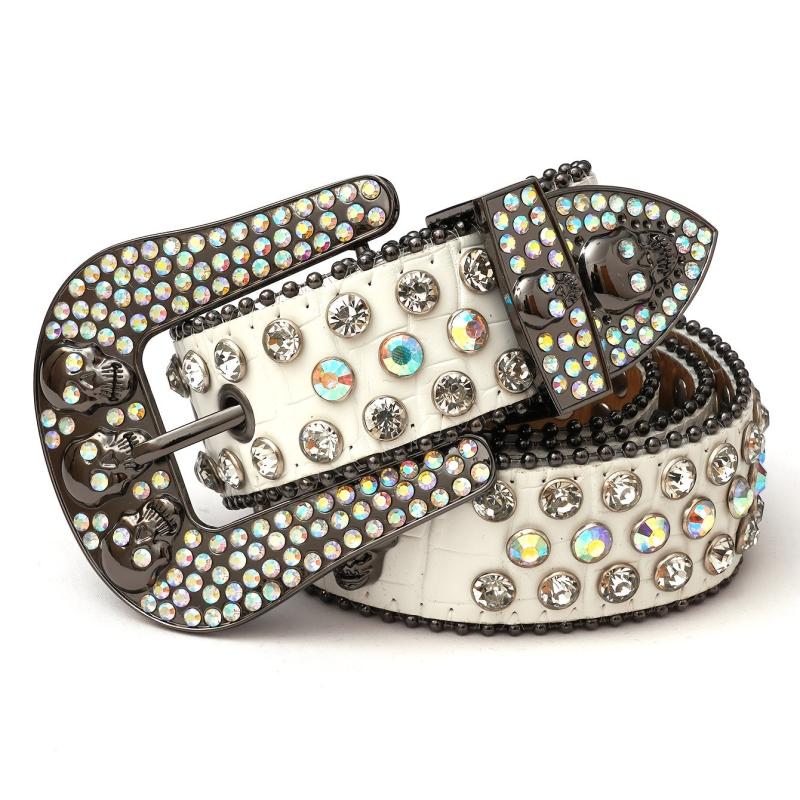 Rhinestone Skull PU Belt Western Cowboy Cowgirl Stylish Punk Belt