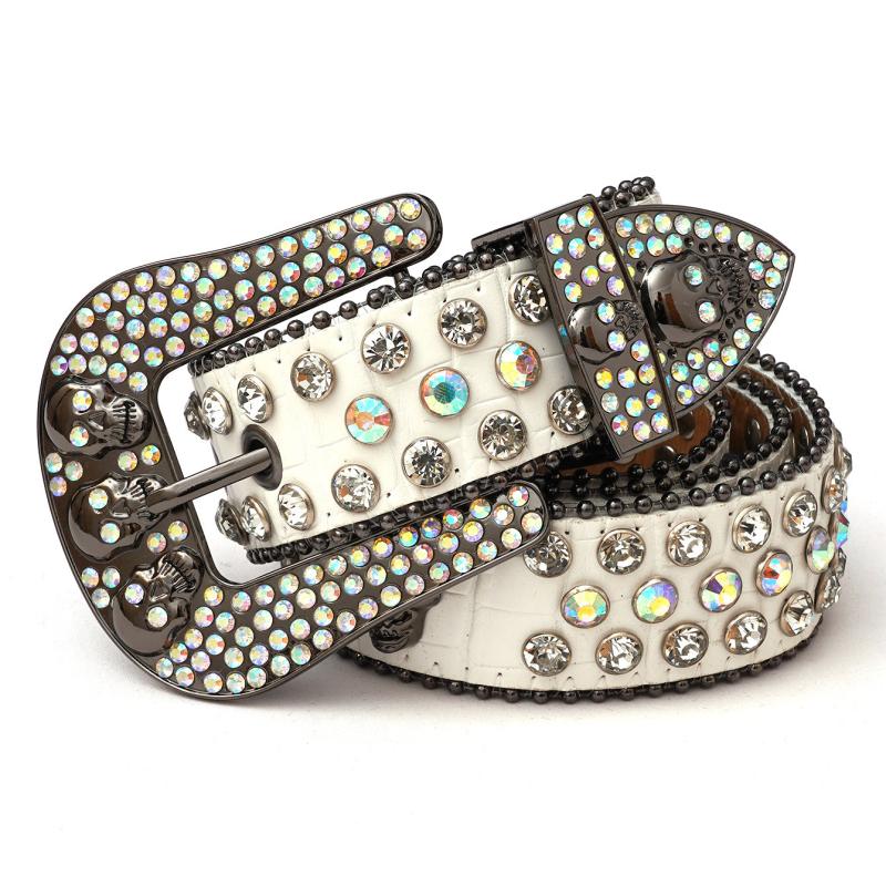 Rhinestone Skull PU Belt Western Cowboy Cowgirl Stylish Punk Belt