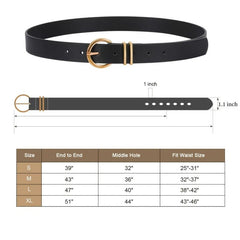 Women's PU Leather Belts Golden Buckle Solid Ladies Belt