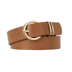 Women's PU Leather Belts Golden Buckle Solid Ladies Belt