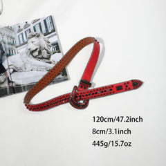 Red Y2K Rhinestone Belt Punk PU Leather Hip Hop Cowboy Cowgirl Belt
