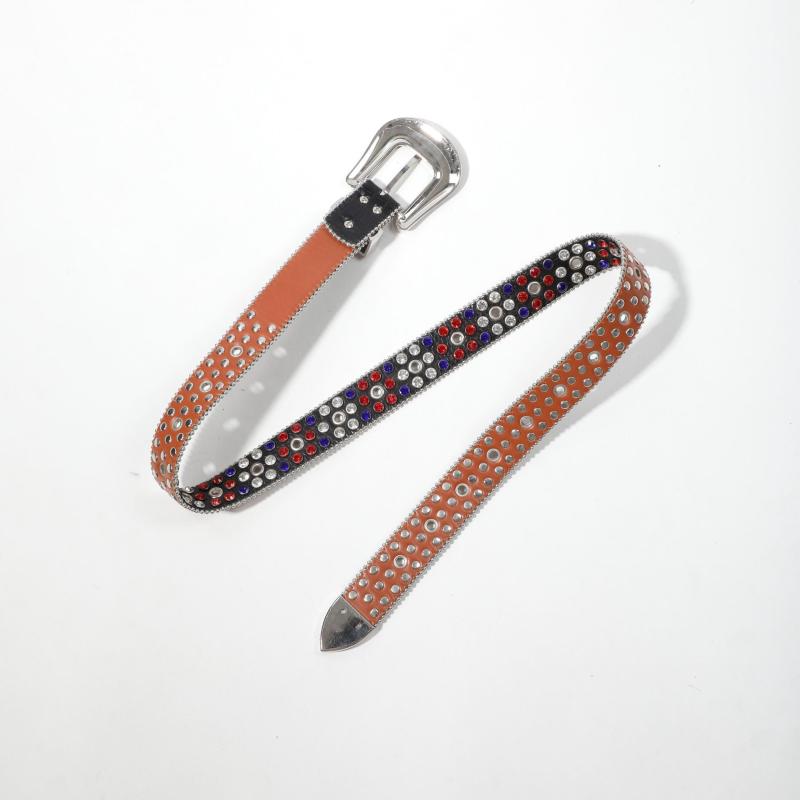 Rhinestone Inlaid Belt Punk PU Leather Cowboy Cowgirl Belt Unisex