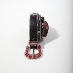 Rhinestone Inlaid Belt Punk PU Leather Cowboy Cowgirl Belt Unisex