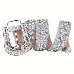 Silvery Sparkle Rhinestone Bling Belt for Women