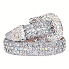 Silvery Sparkle Rhinestone Bling Belt for Women