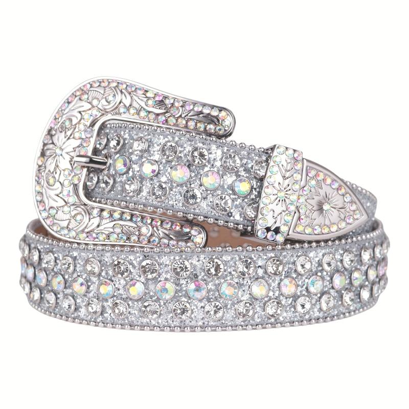 Silvery Sparkle Rhinestone Bling Belt for Women