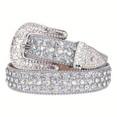 Silvery Sparkle Rhinestone Bling Belt for Women