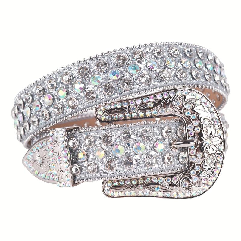 Silvery Sparkle Rhinestone Bling Belt for Women