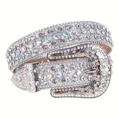 Silvery Sparkle Rhinestone Bling Belt for Women