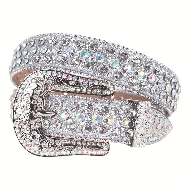 Silvery Sparkle Rhinestone Bling Belt for Women