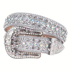 Silvery Sparkle Rhinestone Bling Belt for Women