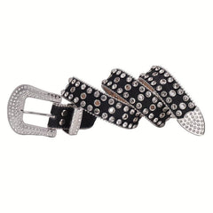 Western Rhinestone Belt Women's Punk Studded PU Leather Belts