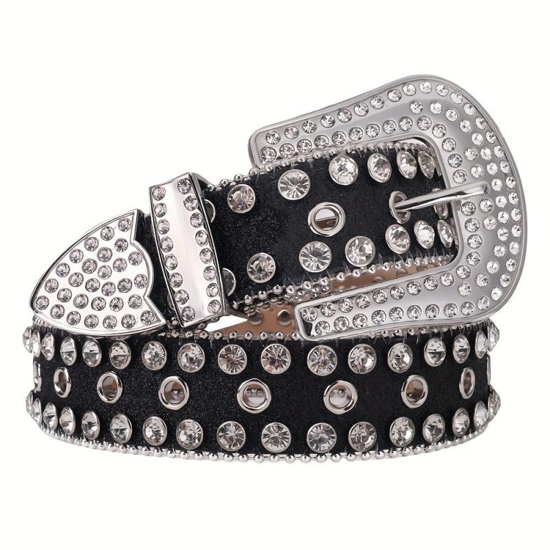 Western Rhinestone Belt Women's Punk Studded PU Leather Belts