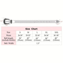 Western Rhinestone Belt Women's Punk Studded PU Leather Belts