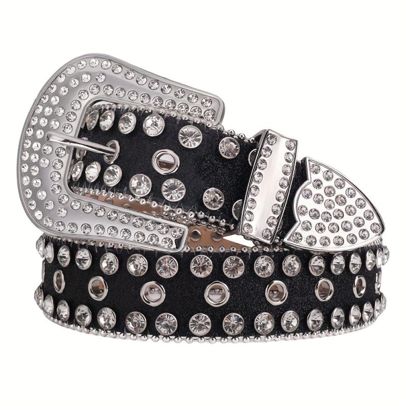 Western Rhinestone Belt Women's Punk Studded PU Leather Belts