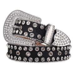Western Rhinestone Belt Women's Punk Studded PU Leather Belts