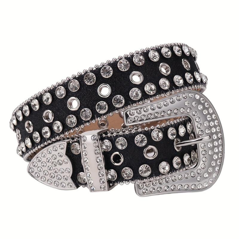 Western Rhinestone Belt Women's Punk Studded PU Leather Belts