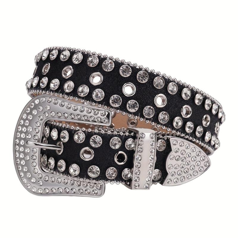 Western Rhinestone Belt Women's Punk Studded PU Leather Belts