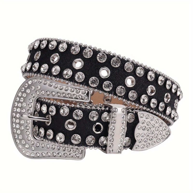 Western Rhinestone Belt Women's Punk Studded PU Leather Belts