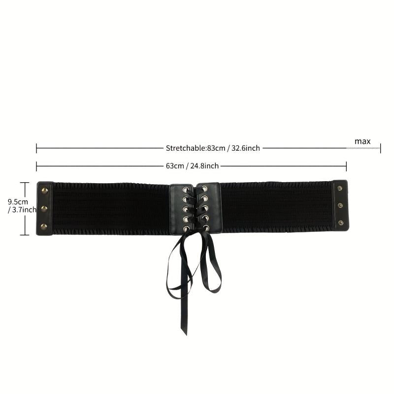 PU Leather Wide Belt Women Lace Corset Belt Female