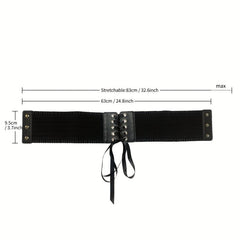 PU Leather Wide Belt Women Lace Corset Belt Female