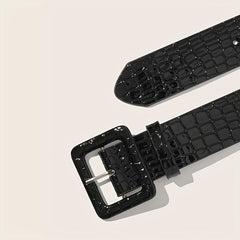 Leopard Print Stone Pattern Embossed Wide Belt for Women
