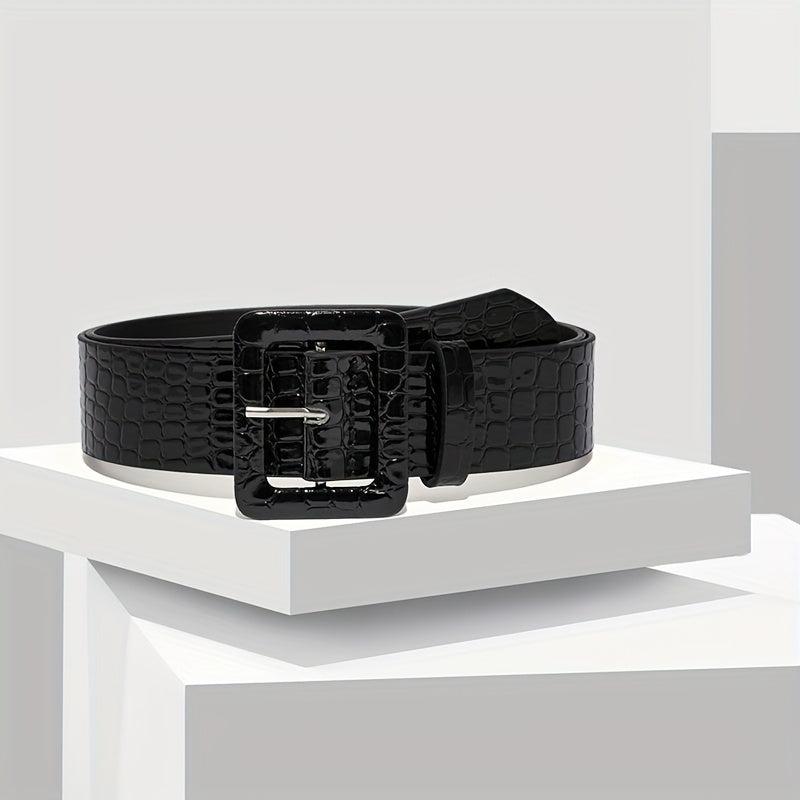 Leopard Print Stone Pattern Embossed Wide Belt for Women