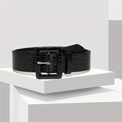 Leopard Print Stone Pattern Embossed Wide Belt for Women