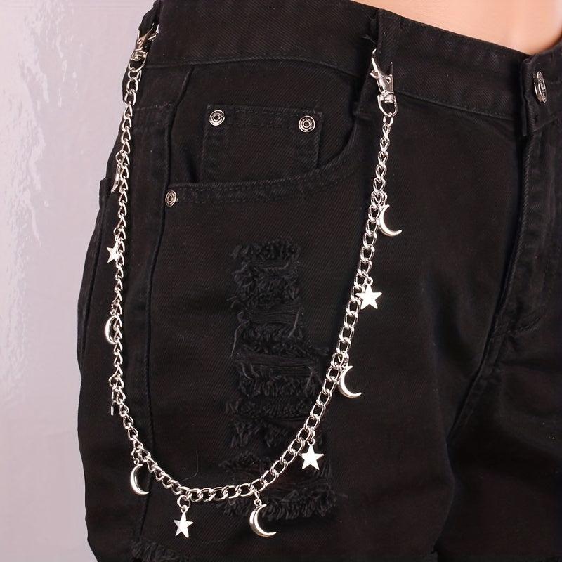 Moon Star Pendant Waist Chain Tassel Punk Hip Hop Jeans Pants Chain Women Y2K