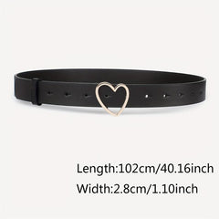 3pcs Heart Buckle Belt Classic PU Leather Waist Belt for Women