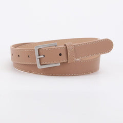 Vintage Square Pin Buckle Belt PU Leather Solid Waistband
