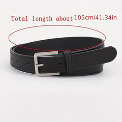Vintage Square Pin Buckle Belt PU Leather Solid Waistband