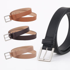 Vintage Square Pin Buckle Belt PU Leather Solid Waistband