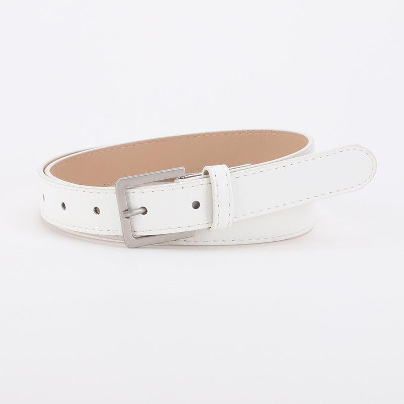 Vintage Square Pin Buckle Belt PU Leather Solid Waistband