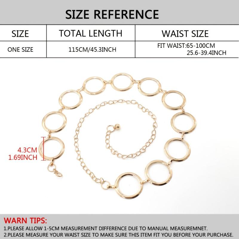 Women's Metal Belt Dress Decorative Belt Slim Waist Ring Chain