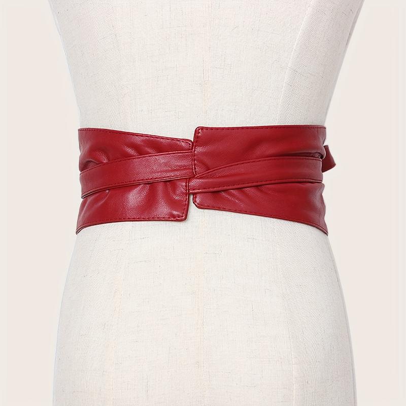 Womens PU Leather Corset Cinch Waistband Waspie Waist Belt Boho Style