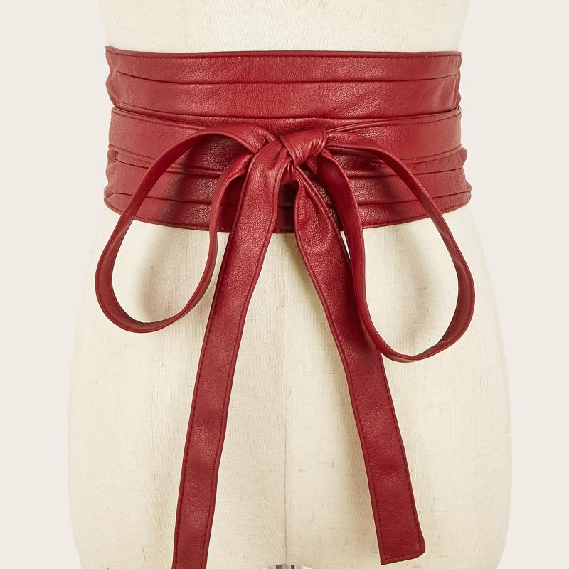 Womens PU Leather Corset Cinch Waistband Waspie Waist Belt Boho Style